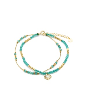 Luxenter Armband aus 925er Sterlingsilber und grünem Kristall mit 18-karätiger Gelbgold-Beschichtung – Talorce