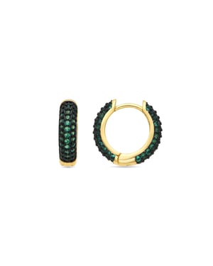 Luxenter Ohrringe mit 9 mm Durchmesser, 18 Karat Gelbgold-Finish und Smaragd-Zirkonia – Lesrat