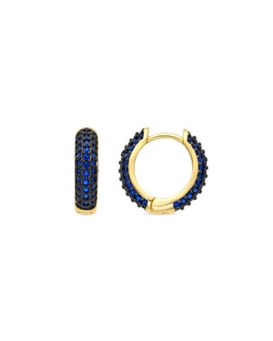 Luxenter Ohrringe mit 9 mm Durchmesser, 18 Karat Gelbgold-Finish und Zirkonia-Saphir – Lesrat