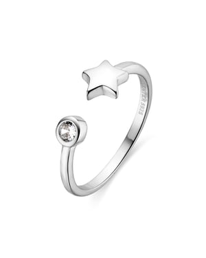 Luxenter-Ring aus 925er Sterlingsilber mit funkelnden Zirkonia-Steinen, rhodiniert – Fazih