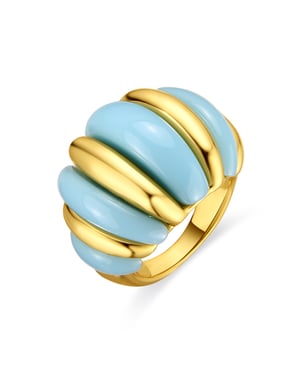Luxenter Ring mit 18 Karat Gelbgold-Finish und blauem Harz – Rawil