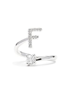 Luxenter Ring mit funkelndem Zirkonia, silberfarben – Alphabet