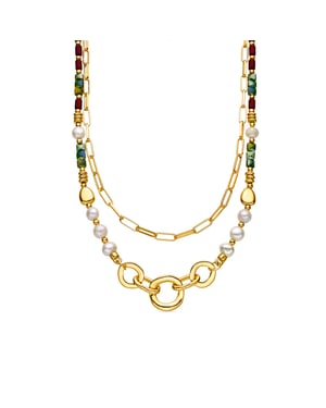 Luxenter Halskette mit weißer Perle, 18 Karat Gold-Finish – Kany