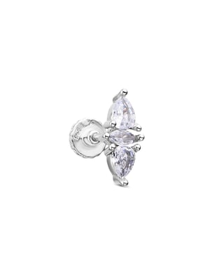 Luxenter Piercing aus 925er Sterlingsilber mit funkelnden Zirkonia-Steinen, rhodiniert – Alwen