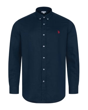 U.S. Polo Assn. Herren Leinenhemd aus Leinen-Baumwollmix