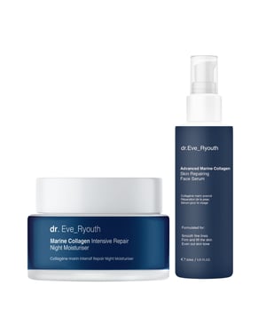FORTSCHRITTLICHES MARINES KOLLAGEN HAUTREPARIERENDES GESICHTSSERUM 30ml + MARINES KOLLAGEN INTENSIVE REPARATUR NACHTFEUCHTIGKEITSCREME 50ml