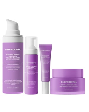 Wiederherstellen & Erneuern Kollagen Feuchtigkeitscreme 50ml + Wiederherstellen & Hydratisieren Kollagen Serum 30ml + Wiederherstellen & Beleben Kollagen Augencreme 15ml + Wiederherstellen & Auffrischen Kollagen Schaumreiniger 200ml