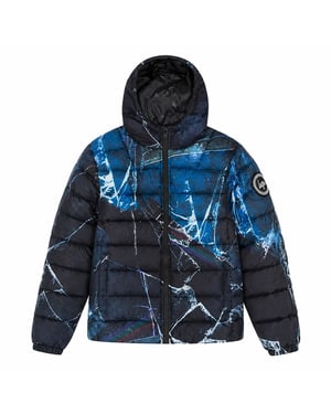 Jungen gepolsterte Jacke Kinder Schwarz Blau Kapuze Steppwarm Wintermantel