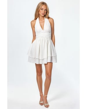Halter-Neck Rüschenshirt-Mini-Kleid