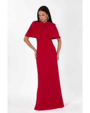 Maxikleid mit Rundhalsausschnitt und Cape-Accessoire