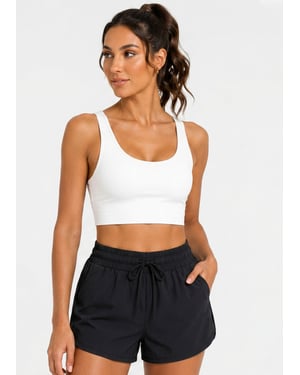 Schwarze Shorts mit elastischem Bund und hoher Taille