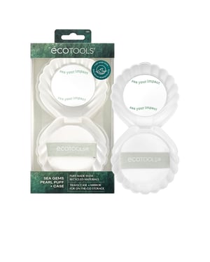 Sea Gems Pearl Puff Borla De Maquillaje Con Funda Y Espejo