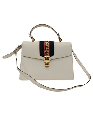 Gucci Medium Sylvie Henkeltasche aus weißem Leder