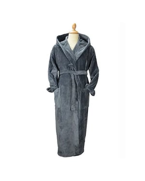 ARTG - "Deluxe" Morgenmantel für Damen, mit Kapuze, Velours (Dunkelgrau)