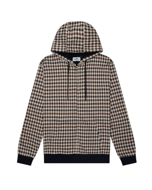 Aquascutum Active Club Check Kapuzenpullover Mit Durchgehendem Reißverschluss, Marineblau