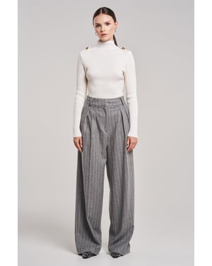 BENU Weißer Damen Merinowolle Rollkragenpullover