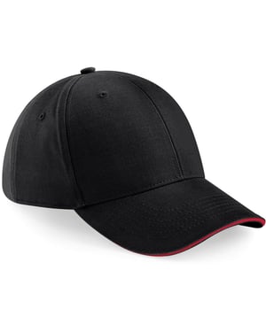 Beechfield Unisex Athleisure Baseball Kappe Baumwolle (Schwarz/Klassik Rot)