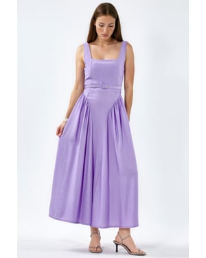 Busem Quadratisches Midikleid mit Taillengürtel - Lila