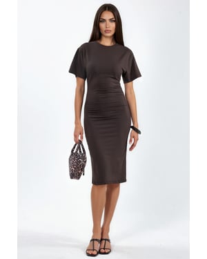 Mini-T-Shirt-Kleid mit Drapierung und Rundhalsausschnitt
