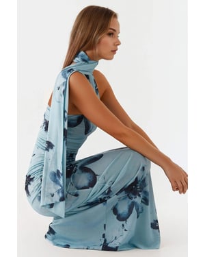 Trägerloses bedrucktes Bodycon-Maxikleid