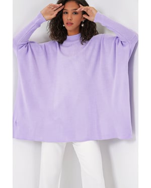 Oversized Halbsteher-Langarm-Strickpullover