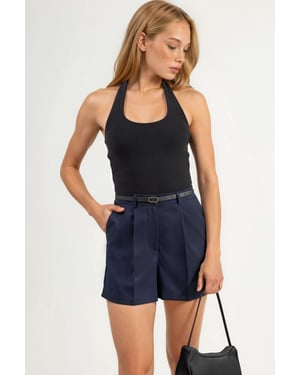 Hochtaillierte weite Mini-Shorts