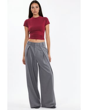 Hochtaillierte weite Palazzo-Hose