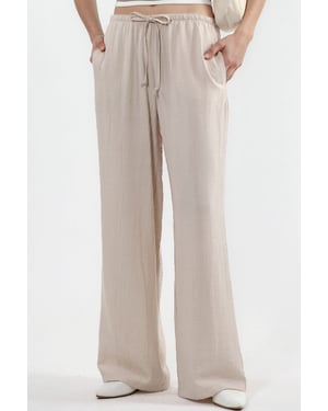 Damen Weitbeinige Gewebte Hosen