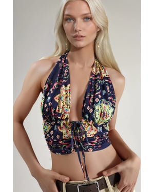 Musteriertes Rüschencrop-Top