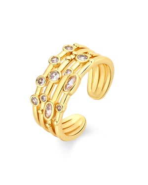 Luxenter-Ring aus brillantem Metall und Zirkonia-Legierung, gefertigt in 18-karat-Gelbgold – Ulethel