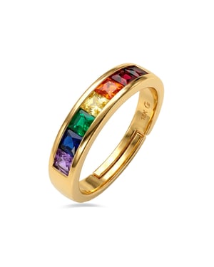 Luxenter Multicolor Zirconia Ring mit 18-karat-Gelbgold - Kasee