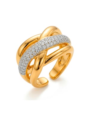 Luxenter Ring mit funkelnden Zirkonia-Steinen, 18 Karat Gelbgold-Finish – Gola