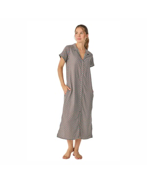 Damen Sommer Lange Kurzarm Nachthemd JJB39