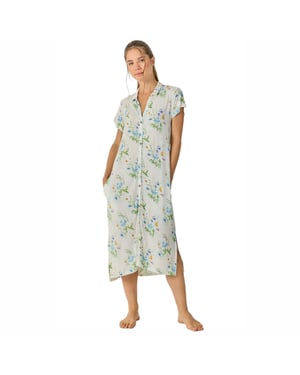 Damen Sommer Lange Kurzarm Nachthemd JJB40
