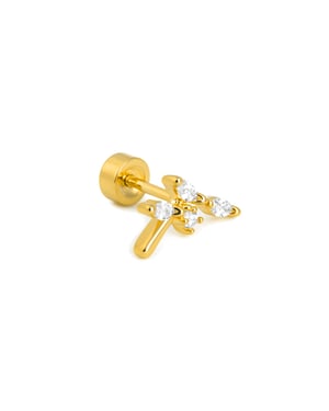 Luxenter Piercing mit funkelnden Zirkonia-Steinen, 18 Karat Gelbgold-Finish – Curat