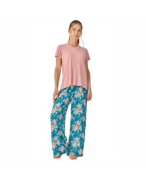 Damen Sommer-Pyjama mit fließenden langen Hosen JJB34