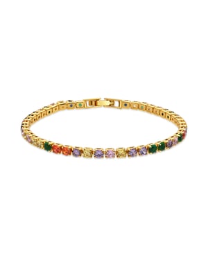 Luxenter-Armband aus Metalllegierung und mehrfarbigem Zirkonia, gefertigt in 18-karat-Gelbgold – Jyamia