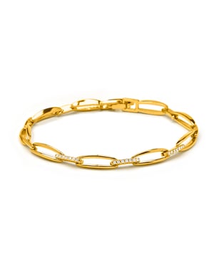 Luxenter Armband mit funkelnden Zirkonia-Steinen, 18 Karat Gelbgold-Finish – Thylo