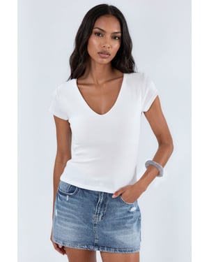 V-Ausschnitt Modal-Baumwollmischung Bluse