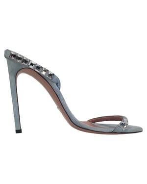 Gucci Kristall-verzierte Slingback Sandaletten aus blauer Wildleder