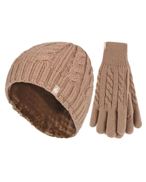 Damen Fleecegefüttertes Thermohut- und Handschuhe-Set für den Winter