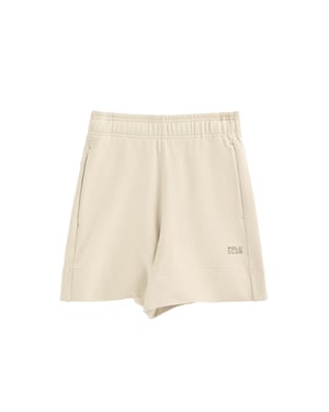 Kurze Hose aus Baumwolle ecru mit gesticktem Logo