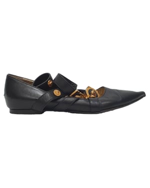 Versace Tribute Logo Ballerina Flats aus schwarzem Leder