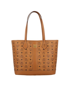MCM Neuer Liz Shopper Medium in Visetos in Beige Monogram Handtasche Damen