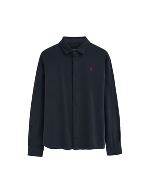 Poloshirt marineblau mit durchgehender Knopfleiste und Rigby Go Stickerei