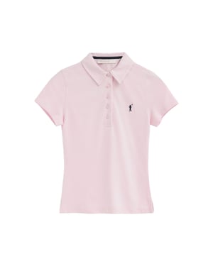 Kurzärmliges Poloshirt rosa mit Rigby Go Stickerei im Slim Fit