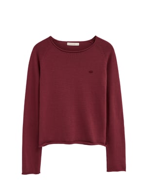 Pullover weinrot mit leicht gerollten Säumen und Polo Club Logo