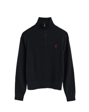 Pullover marineblau mit Zip-Kragen und Rigby Go Stickerei
