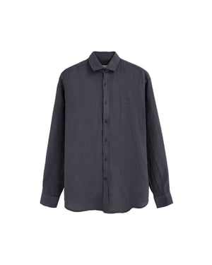 Hemd marineblau aus Leinen im Regular Fit mit Polo Club Patch