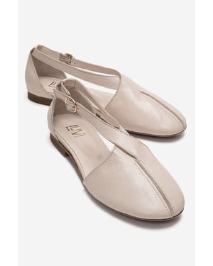 Fable Leder Ballerina mit Seitlichem Ausschnitt